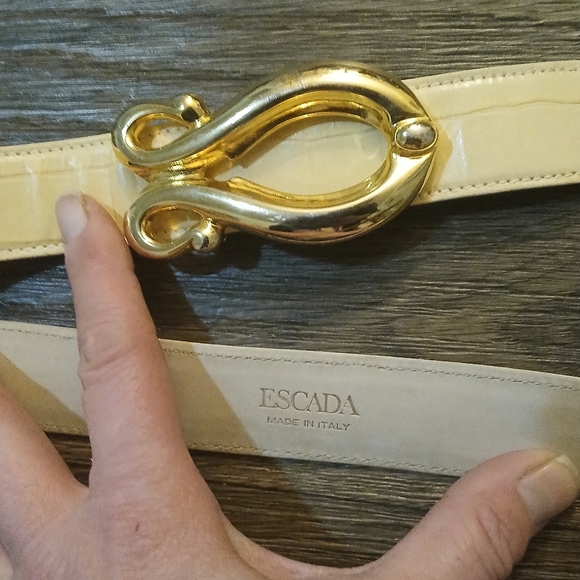 Vintage Escada Gold Buckle Exotic Belt. Made in Italy - Picture 9 of 16